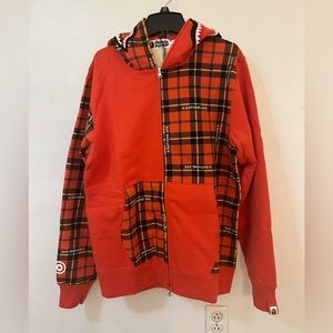 Bape logo check shark full zip hoodie